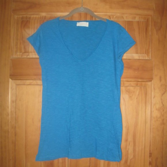 Zara Collection Blue Cap Sleeve T Shirt - Picture 1 of 2